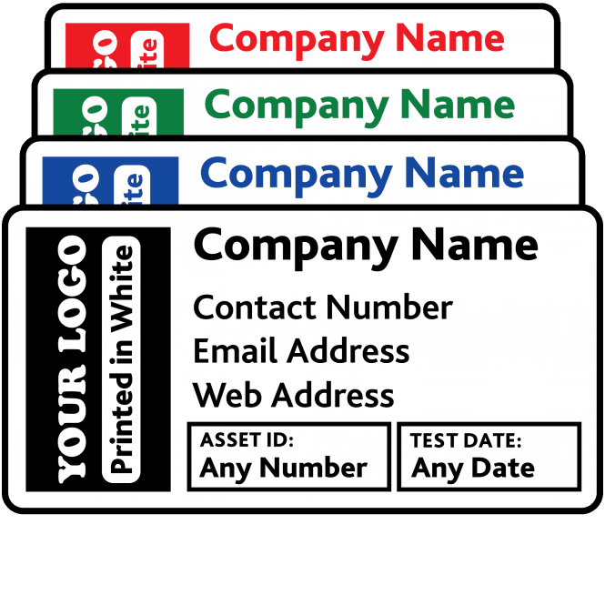 Budget Standard Size Asset ID Labels - Design 4. Choice of colours